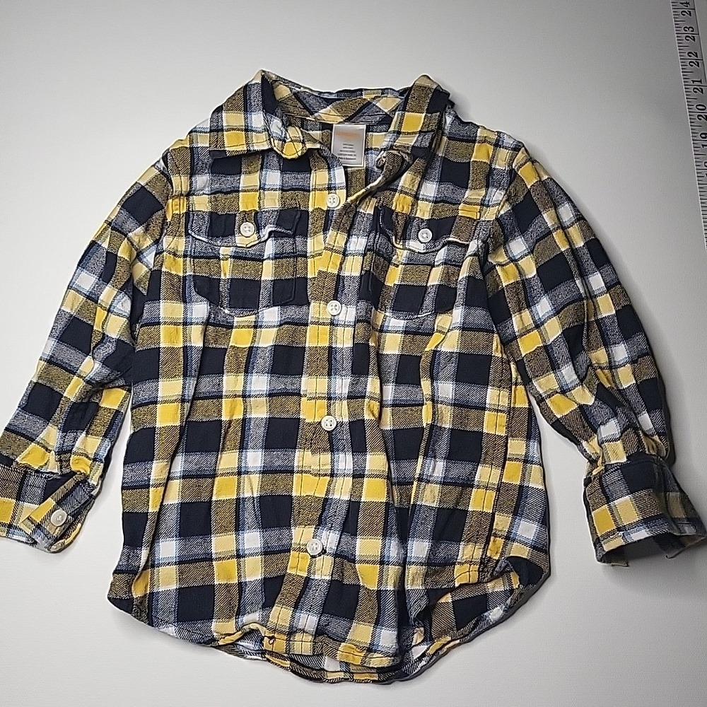 GYMBOREE Toddler Boys Yellow Plaid Fall Flannel 2011 Shirt Size 2T